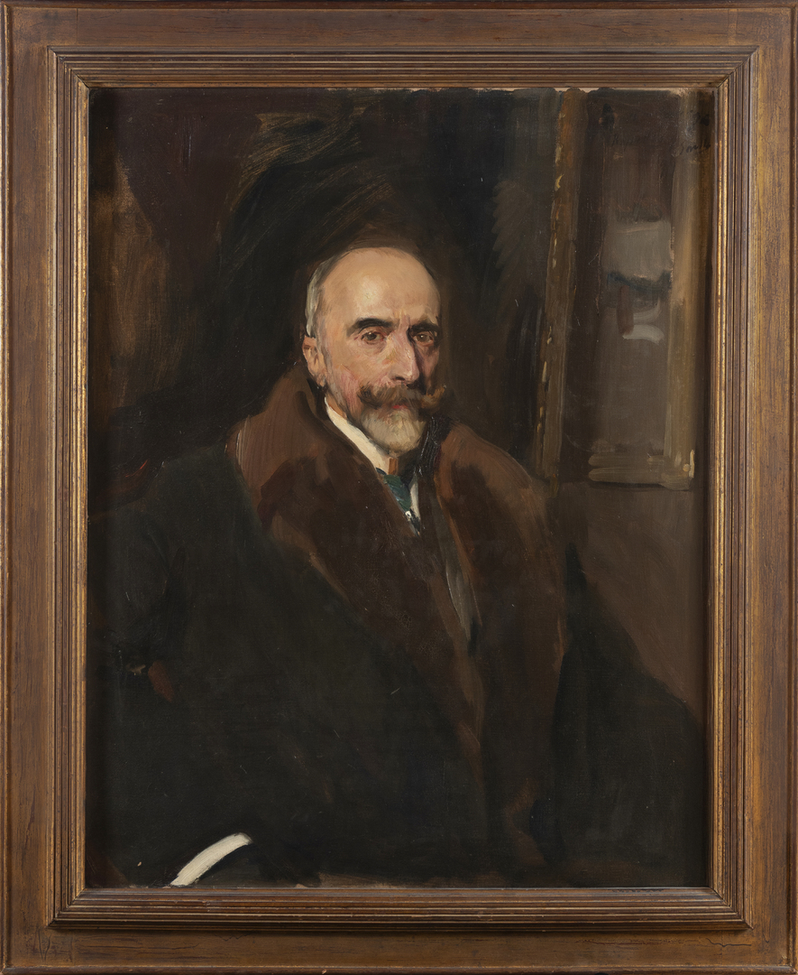 JOAQUÍN SOROLLA Y BASTIDA (Valencia, 1863 - Cercedilla, 1923)<br/>"Retrato de Enrique María Repullés y Vargas"<br/>Óleo sobre lienzo<br/>Firmado, fechado en 1911 y dedicado...